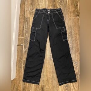 True Religion Women’s Black Military SN Cargo Pants Size 25 Contrast Stitch